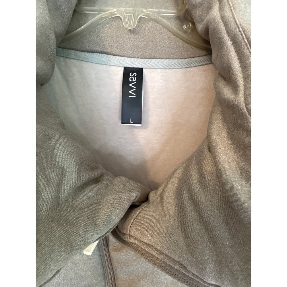 Savvi  MEG Asymmetrical Zip Front High Collar Quilted Vest in Taupe Size Large - Picture 2 of 9